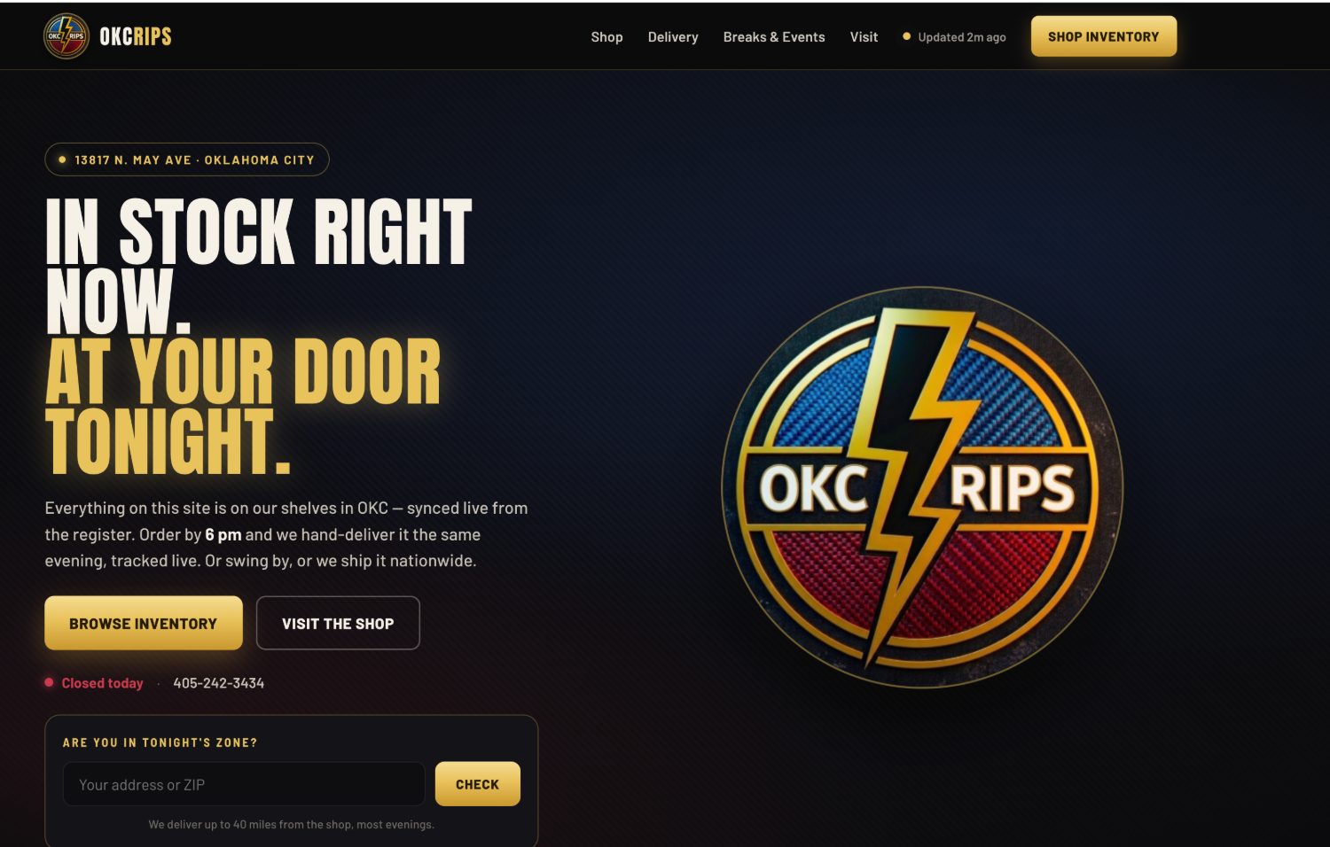 Live storefront running on TCG On Wheels